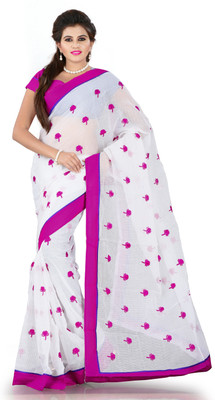 

Weavedeal Embellished, Embroidered Bollywood Cotton, Chanderi Saree(Pink)