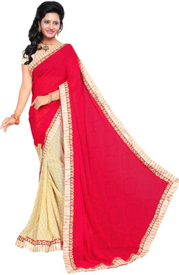 

Dancing Girl Printed Bollywood Georgette Saree(Red, Beige)