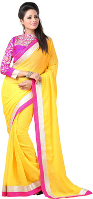 

Anushree Saree Solid Fashion Chiffon Saree(Multicolor), Yellow