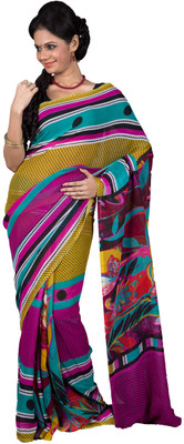 

Hawai Floral Print, Polka Print Fashion Georgette Saree(Multicolor)