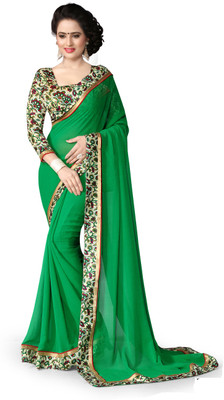 

Indianbeauty Solid, Printed Bollywood Chiffon Saree(Green)