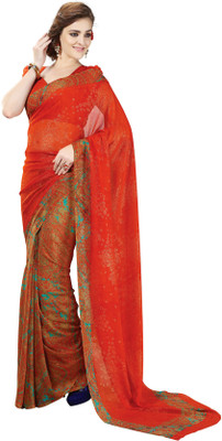 

Khushali Self Design, Printed Fashion Georgette Saree(Orange, Multicolor), Multicolor;orange