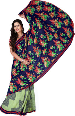 

Parisha Self Design, Printed Fashion Georgette Saree(Dark Blue, Red, Multicolor), Dark blue;light green;multi