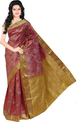 

Roopkala Silks Embellished Dharmavaram Brocade Saree(Pink)