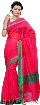 Mimosa Woven Kanjivaram Cotton Saree(Pink), Rani