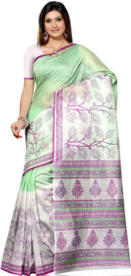 

Shelina Printed Fashion Cotton Saree(Green, White)