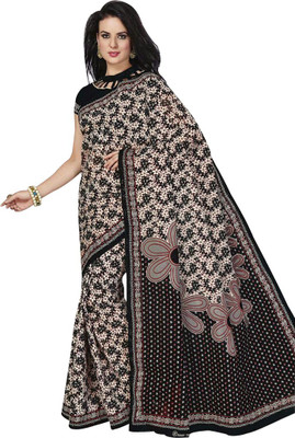 Party Wear Dresses Printed Fashion Cotton Saree(Black)