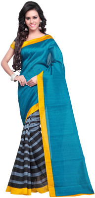 Anushree Saree Self Design Bhagalpuri Khadi Saree(Multicolor), Dark green