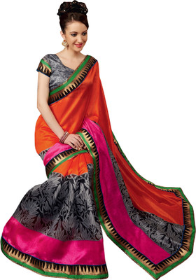 

Bhavi Printed Fashion Art Silk Saree(Multicolor), Orange