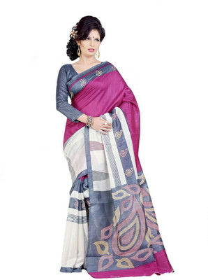 Dancing Girl Printed Bhagalpuri Art Silk Saree(Red)
