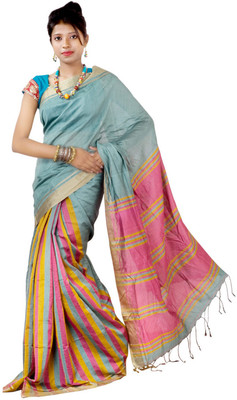 

Hawai Striped Tant Silk Saree(Multicolor)