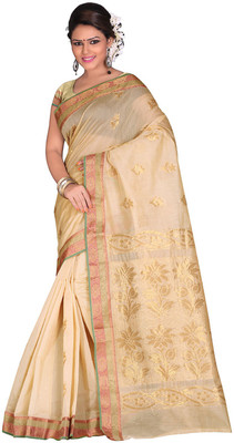 

Indianhandloom Self Design Coimbatore Cotton Saree(Beige), Chickoo