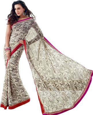 

Vishal Printed Fashion Chiffon Saree(Grey), Off white