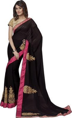 

Vishal Self Design Bollywood Chiffon Saree(Black)