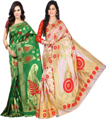 

Weavedeal Embellished Kanjivaram Silk Cotton Blend Saree(Pack of 2, Multicolor)