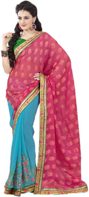 

Party Wear Dresses Embroidered Fashion Net Saree(Multicolor)