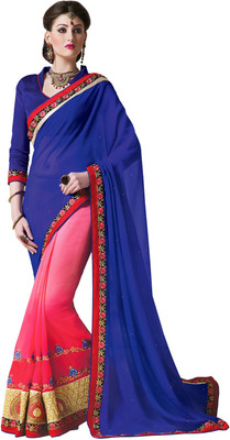 

Lovelylook Embroidered Daily Wear Georgette Saree(Pink, Blue)