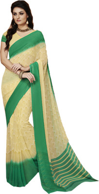

Ishin Printed Fashion Georgette Saree(Beige), Beige & green