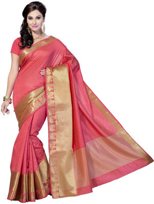 

Rani Saahiba Self Design Fashion Art Silk Saree(Pink)