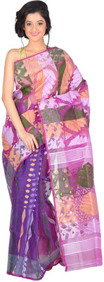 

RLBFashion Self Design Jamdani Handloom Cotton Saree(Purple)