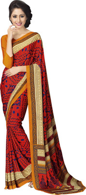 

Saara Printed Daily Wear Crepe Saree(Red, Orange)