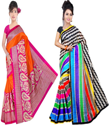 

Multiretail Printed Daily Wear Silk Cotton Blend Saree(Pack of 2, Multicolor)