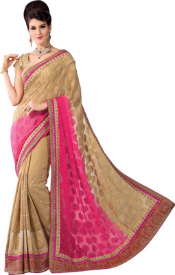 

Brijraj Embroidered Fashion Georgette Saree(Beige, Pink)