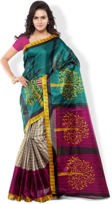 

Poornathava Printed Fashion Art Silk Saree(Green)