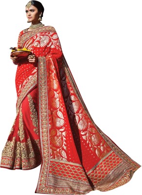 

Brijraj Embellished Fashion Georgette, Jacquard, Net Saree(Red)