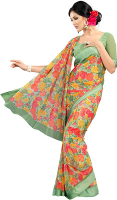 

Khoobee Self Design, Printed Fashion Georgette Saree(Multicolor, Light Green), Light green;multicolor