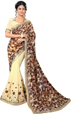 

Khushali Self Design, Embroidered Fashion Georgette Saree(Beige, Multicolor)