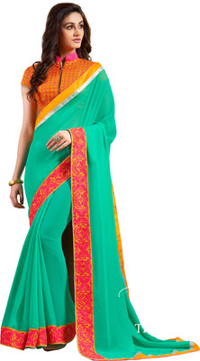 

Brijraj Embellished Fashion Georgette Saree(Green)