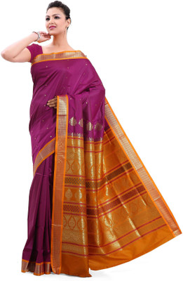 Ishin Solid Art Silk Saree(Pink