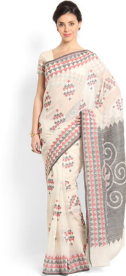 

Soch Self Design Fashion Cotton Saree(White), Off white