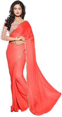 

Lovely Look Solid Daily Wear Chiffon Saree(Pink), Peach