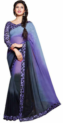 

Shree Vardhman Embroidered Bollywood Georgette Saree(Multicolor), Black and purple