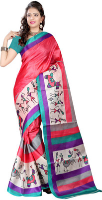 

Indian Wear Online Printed Fashion Art Silk Saree(Red)