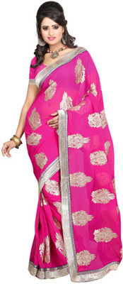 

Ansu Fashion Embroidered Fashion Georgette Saree(Pink)