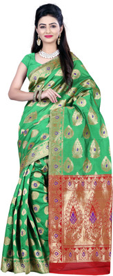 

It's Banii Woven Banarasi Silk Saree(Green)