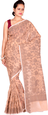

Chandrakala Self Design Banarasi Cotton Saree(Beige)