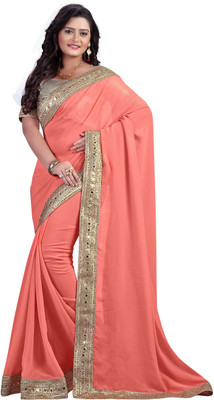 

Chirag Sarees Embellished Fashion Georgette Saree(Pink), Peach