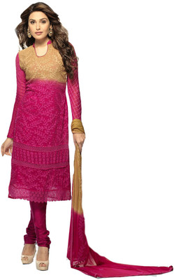 

V And V Shop Chiffon Embroidered Salwar Suit Dupatta Material(Un-stitched), Pink