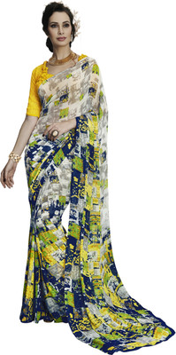 

Jiya Self Design, Printed Fashion Georgette Saree(Beige, Blue, Multicolor)