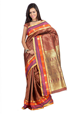 

Minaxi Self Design Kanjivaram Art Silk Saree(Maroon)