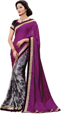 

Lovely Look Printed Daily Wear Chiffon Saree(Purple), Wine