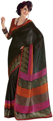 

Party Wear Dresses Printed Fashion Cotton Saree(Black)