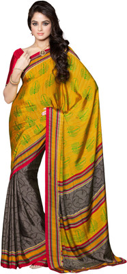 

Parisha Printed Daily Wear Crepe Saree(Yellow, Grey)