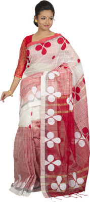 

monidipa Self Design Fashion Cotton Saree(Multicolor), Red;white