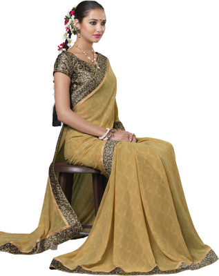 

Khushali Self Design Fashion Georgette Saree(Beige, Brown)