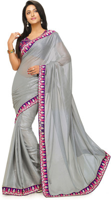 

Indianbeauty Self Design, Embroidered Bollywood Georgette Saree(Grey)